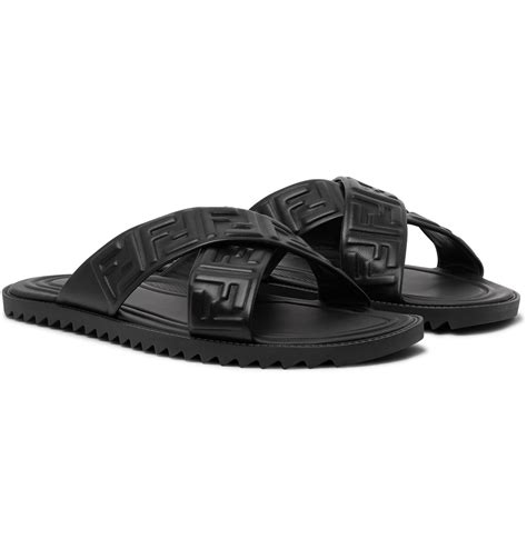 fendi embossed ff leather sandals|fendi sandals.